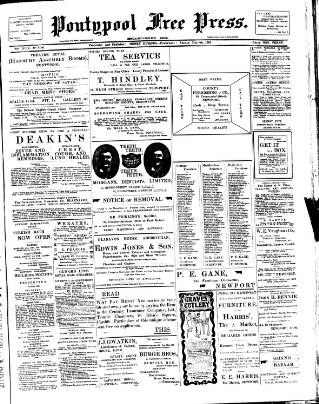 cover page of Pontypool Free Press published on May 8, 1903