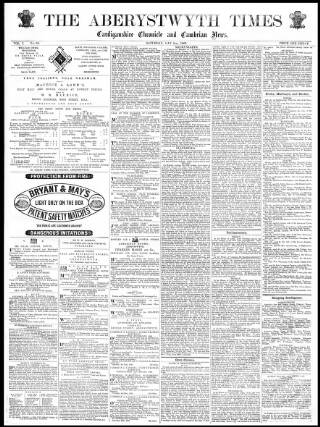 cover page of Aberystwyth Times published on May 8, 1869