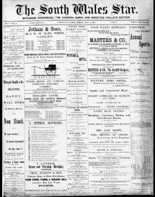 cover page of South Wales Star published on May 8, 1891