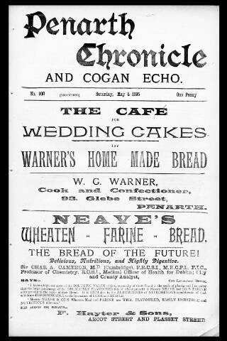 cover page of Penarth Chronicle and Cogan Echo published on May 4, 1895