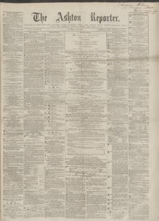 cover page of Ashton Reporter published on May 8, 1869