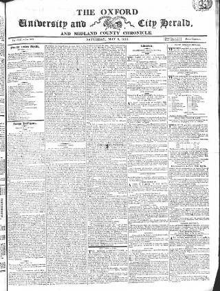 cover page of Oxford University and City Herald published on May 8, 1813