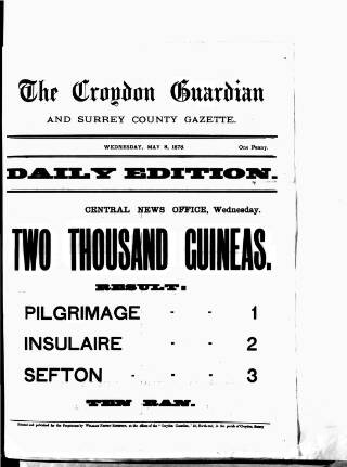 cover page of Croydon Guardian and Surrey County Gazette published on May 8, 1878