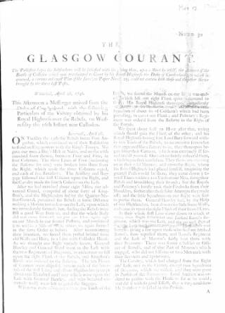 cover page of Glasgow Courant published on May 12, 1746