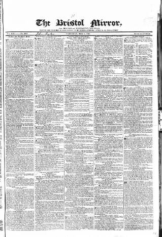 cover page of Bristol Mirror published on May 8, 1830