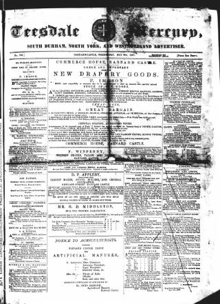 cover page of Teesdale Mercury published on May 8, 1867
