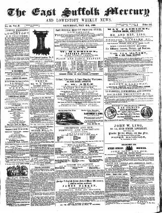 cover page of East Suffolk Mercury and Lowestoft Weekly News published on May 8, 1858