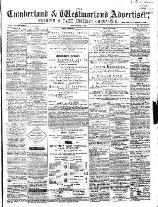 cover page of Cumberland and Westmorland Advertiser, and Penrith Literary Chronicle published on May 8, 1866