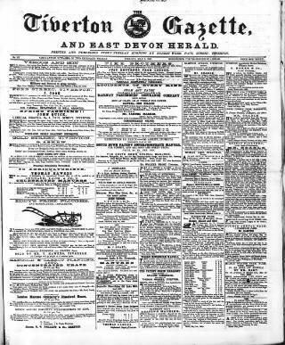 cover page of Tiverton Gazette (Mid-Devon Gazette) published on May 8, 1860