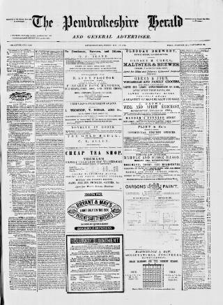 cover page of Pembrokeshire Herald published on May 19, 1871