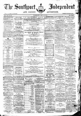 cover page of Southport Independent and Ormskirk Chronicle published on May 18, 1870