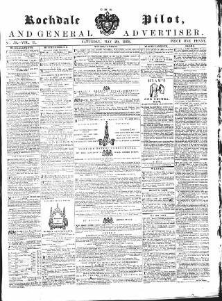 cover page of Rochdale Pilot, and General Advertiser published on May 29, 1858
