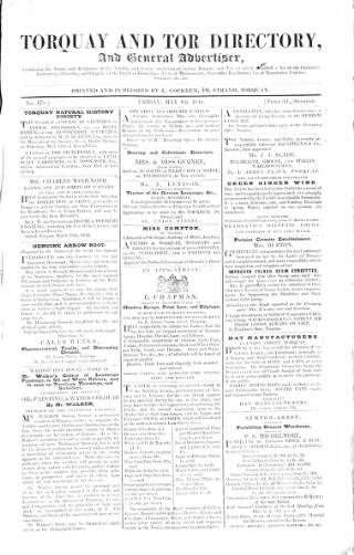 cover page of Torquay Directory and South Devon Journal published on May 8, 1846