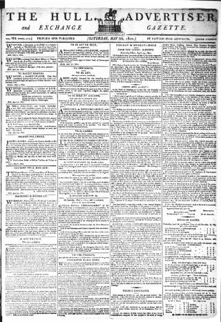 cover page of Hull Advertiser published on May 8, 1802