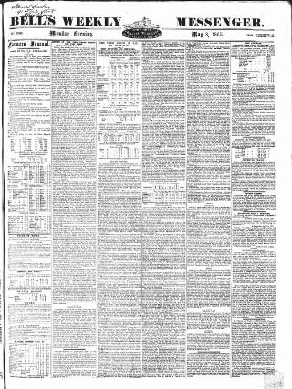 cover page of Bell's Weekly Messenger published on May 8, 1865
