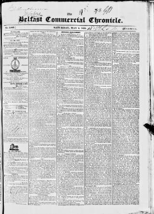 cover page of Belfast Commercial Chronicle published on May 8, 1824