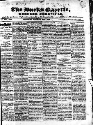 cover page of Bucks Gazette published on May 9, 1846