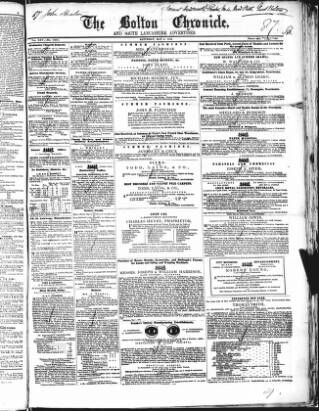 cover page of Bolton Chronicle published on May 8, 1852