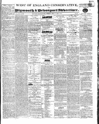 cover page of Western Courier, West of England Conservative, Plymouth and Devonport Advertiser published on May 8, 1844