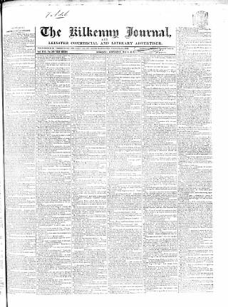 cover page of Kilkenny Journal, and Leinster Commercial and Literary Advertiser published on May 8, 1844