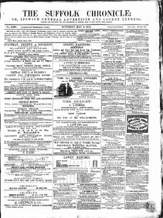 cover page of Suffolk Chronicle published on May 9, 1863