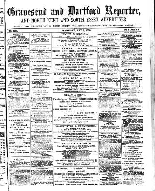 cover page of Gravesend Reporter, North Kent and South Essex Advertiser published on May 8, 1880