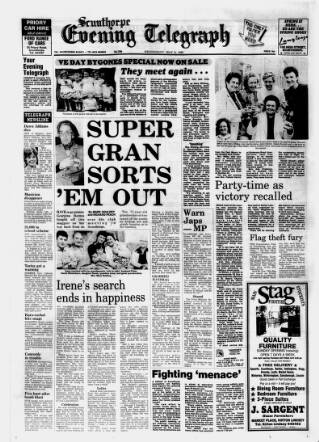 cover page of Scunthorpe Evening Telegraph published on May 8, 1985