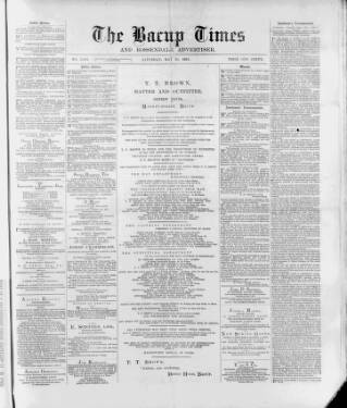 cover page of Bacup Times and Rossendale Advertiser published on May 25, 1889