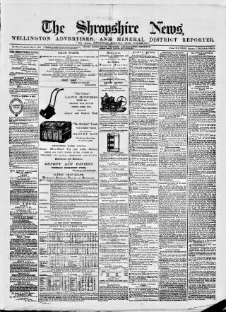 cover page of Shropshire News published on May 8, 1873