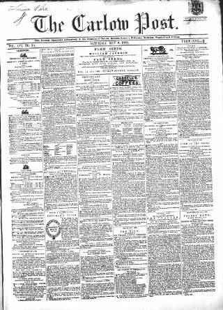 cover page of Carlow Post published on May 8, 1869