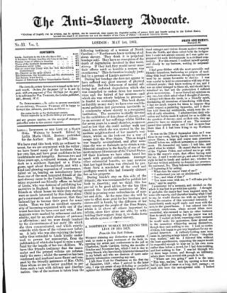 cover page of Anti-Slavery Advocate published on May 1, 1861