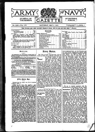 cover page of Army and Navy Gazette published on May 8, 1915
