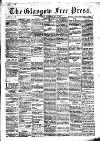 cover page of Glasgow Free Press published on May 8, 1858