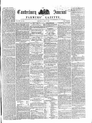 cover page of Canterbury Journal, Kentish Times and Farmers' Gazette published on May 8, 1858