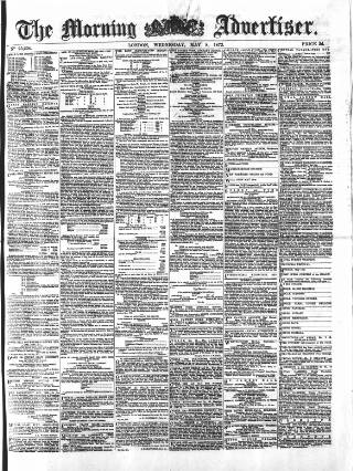 cover page of Morning Advertiser published on May 8, 1872