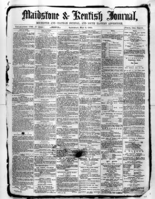 cover page of Maidstone Journal and Kentish Advertiser published on May 8, 1880