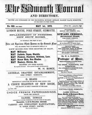 cover page of Sidmouth Journal and Directory published on May 1, 1873