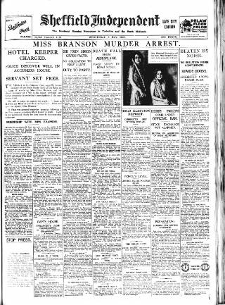cover page of Sheffield Independent published on May 8, 1929