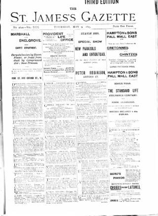 cover page of St James's Gazette published on May 9, 1895