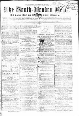 cover page of South-London News published on May 8, 1858