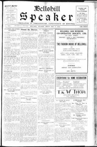 cover page of Bellshill Speaker published on May 9, 1930