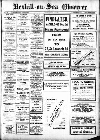 cover page of Bexhill-on-Sea Observer published on May 8, 1920