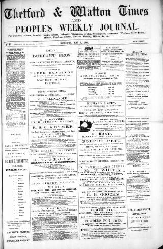 cover page of Thetford & Watton Times published on May 8, 1880