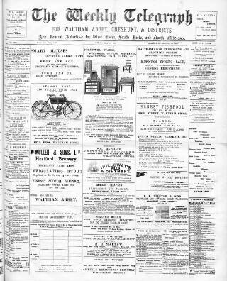 cover page of Waltham Abbey and Cheshunt Weekly Telegraph published on May 8, 1903