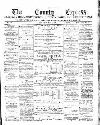 cover page of County Express; Brierley Hill, Stourbridge, Kidderminster, and Dudley News published on May 8, 1875