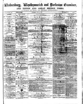 cover page of Midland Examiner and Times published on May 8, 1875