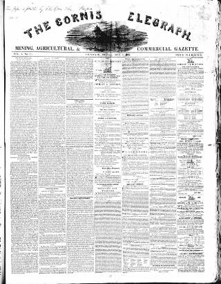 cover page of The Cornish Telegraph published on May 9, 1851