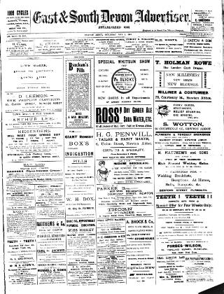 cover page of East & South Devon Advertiser. published on May 8, 1909