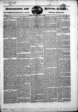 cover page of Roscommon & Leitrim Gazette published on May 8, 1852