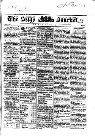 cover page of Sligo Journal published on May 8, 1829